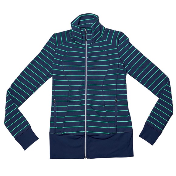Lululemon Jackets & Blazers - Lululemon Define Jacket Navy Blue Green Striped Full Zip Size 6 Slim Fit